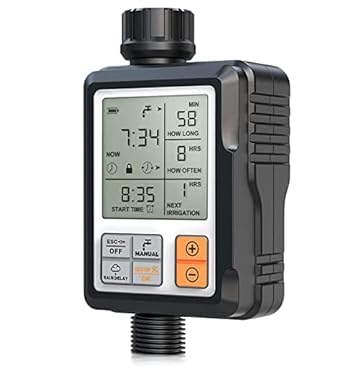 AMAZON - CROSOFMI Sprinkler Timer,Water Timer Digital Programmable Garden Lawn Hose Faucet Timer Irrigation System Controller/Child Lock Mode/Auto&Manual Mode/Rain Delay/3″ HD Large Screen/IP65