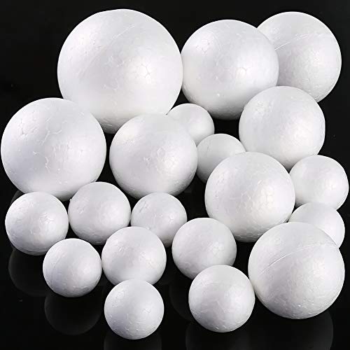 Polystyrène blanc Boules Artisanat mousse Décor 5Sizes ronde pour le bricolage Art Artisanat, Projets scolaires et Fête de Pâques Décorations 20PCS Cover