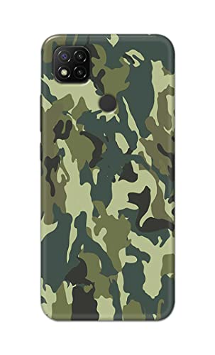 Image of Printed Hard Back Cover Case for Mi Redmi 9C Back Cover (Green Army Camouflage) -1803