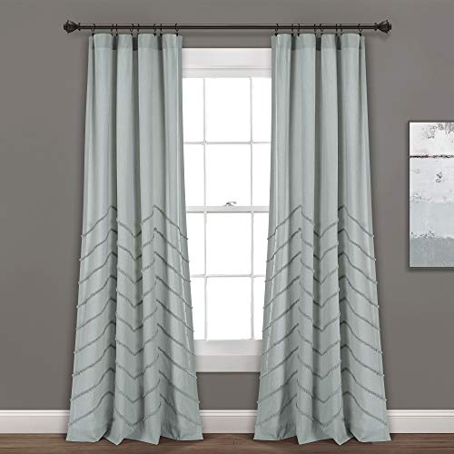 Lush Decor Pastel-Blue Chenille Chevron Window Curtain Panel Pair (84" x 40"), 40" W x 84" L (Pack of 2), Pastel Blue