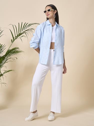 Image of Style Quotient Women Solid Smart Casual Oversized Polycotton Shirt