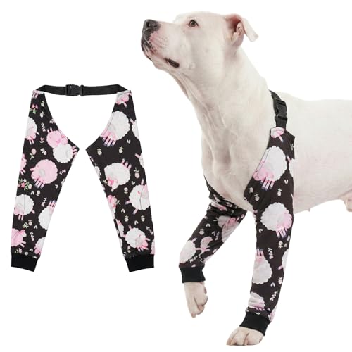 LovinPet Dog Elbow Protector Anti-Licking Elbow Sleeve, Adjustable, Comfortable & Durable Front Leg Guard for Medium to Large Dogs, Prevents Licking and Chewing,Dog Sleeve,Dog Leg Sleeve,Pink