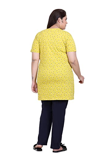 Image of In Love Women's Cotton Plus Size Longline T-Shirt Half Sleeve with Pockets | Cotton fabric - soft longline T-shirt with easy plus-size fit