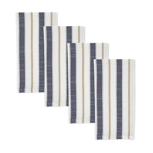 Servilletas de tela a rayas azul 20x20 pulg. set 4 miniatura 2