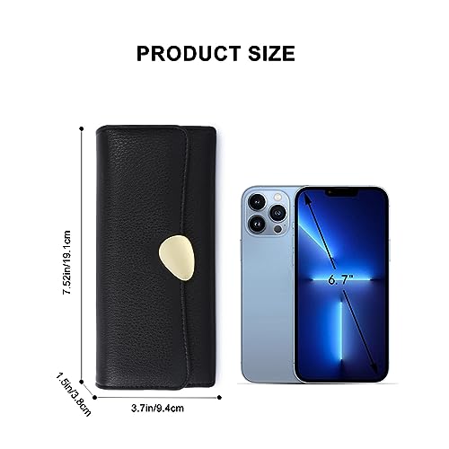 Mokoze Trifold Wallet Women, Clutch Wallet with PU Leather Zip Pocket Large Capacity Ideal Accessory for Gifts, Everyday Life and Business Occasions（Black）2