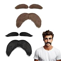 2 Sätze Schnurrbart Zum Ankleben,Braun Bart Zum Ankleben,Schnurrbart Selbstklebend,Fühlt Sich Weich An,Reizt Die Haut Nicht,Geeignet für Maskenbälle,Weihnachts-und Karnevalsthemenpartys(Braun Schwarz)