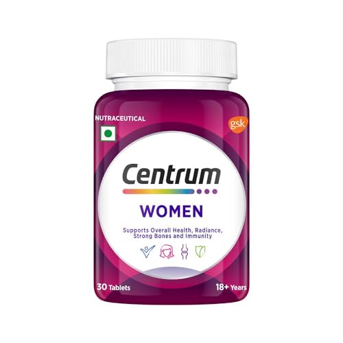 Image of Centrum Women, World's No.1 Multivitamin with Biotin, Vitamin C & 21 vital Nutrients for Overall Health, Radiance, Strong Bones & Immunity (Veg) 30 tablets, Pack of 2