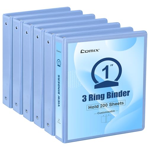 COMIX 1 Round Ring Clear View Binders (6-Pack)