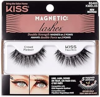 Magnetic Lashes, Crowd Pleaser, 1 Pair of Synthetic False Eyelashes With 5 Double Strength Magnets, Wind Resistant, Dermatologist Tested Fake Lashes Last Up To 16 Hours, Reusable Up To 15 Times