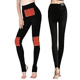 Beheizte Hose USB-Aufladung Elektrische Thermoheizung Hose Isolierte Unterwäsche Mit 3-Stufen-Temperatureinstellung Kältebeständiger Bodenfrauen,Schwarz,One Size