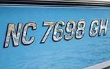 Boat & Jetski Registration Numbers - Domed/Raised Decal (16 pcs) Chrome Center/Black Outline (Wake Series Font Style)