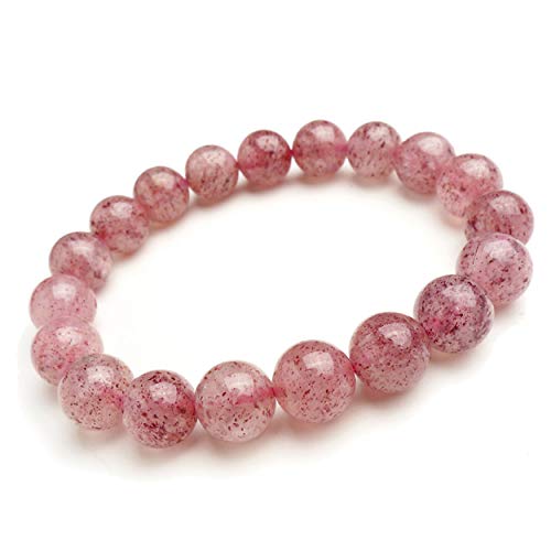 Bracelet quartz fraise anti-stress cristal de roche naturel femme 10mm