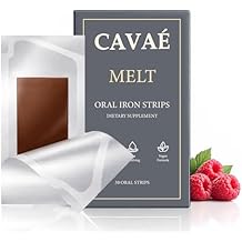 Cavae Oral Iron Strips, Oral Dissolving Film, 19 mg Iron Per Strip, 30 Oral Iron Support for Energy, Raspberry Flavor, No Water Needed