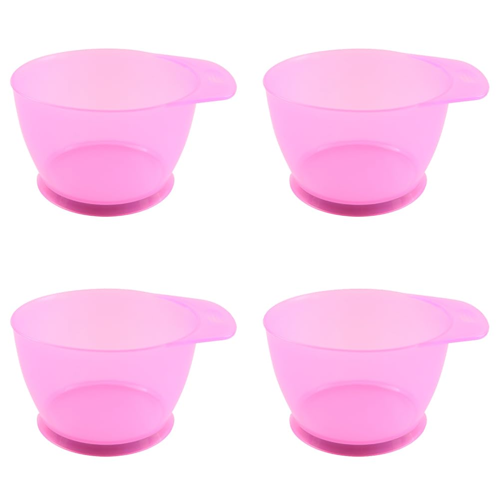 Lasenersm 4-Piece Hair Color Mixing Bowls, Transparent Pink, Plastic, Modern Style, Hair Color Bowl, Salon & Home Use