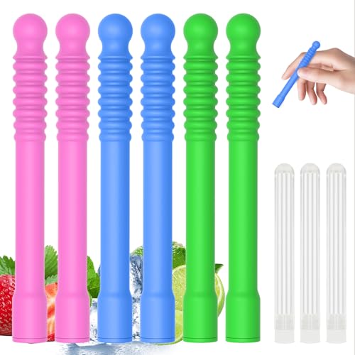 6PCS Chewable Essential Oil Breath Stick, Pure-Locked Flavor Chew Stick with 12 ExtraThick Refill Cores for Long-Lasting Freshness, Aroma Oral Sensory Fidget Tool for Habit Support