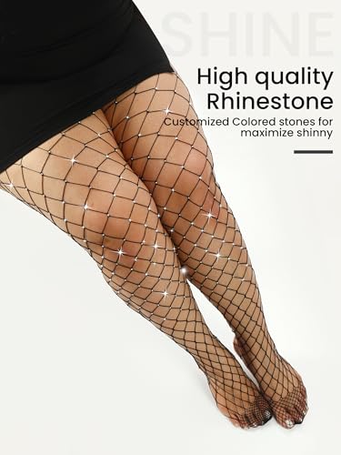 Image of Plus Size Fishnet tights Glitter stockings Sparkly Pantyhose Leggings for women-Big Mesh