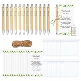 YDAKGUEY 12 Sets Glücksstift Kugelschreiber Geschenke, Glücksstift Team Dankeschön Geschenke mit Karte Holz Kugelschreiber, Dankeschön Geschenke für Erzieher Abschiedsgeschenk Kollegen