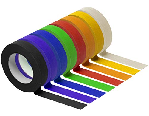 IVORMOSS Colored Painters Tape - Bright Durable Colored Masking Tape - Labeling Markers Included - Large 60 Yd Roll Easy Tear, Secure Adhesive with No Residue for Painting, Arts & Crafts, DIY Projects