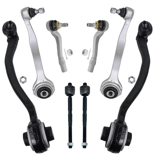 Image of Detroit Axle - Front End Kit for Mercedes-Benz C230 C240 C280 C320 C350 CLK350 CLK500, C32 C55 CLK55 AMG, 4 Lower Forward Rearward Control Arms with Ball Joint 4 Outer Inner Tie Rods Replacement