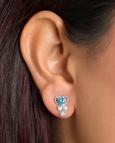 Image of CLARA 925 Sterling Silver Stud Earrings | Platinum Plated | Daily Wear |Gift for Women and Girls