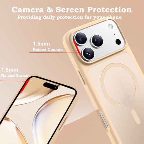 ROUMAYMAY Case for iPhone 17 Pro Max, Strong Magnetic [Compatible with MagSafe] Military Grade Protective Slim Translucent Matte Skin Smooth Phone Case for iPhone 17 Pro Max Cover, Light Brown by ROUMAYMAY - Image 3