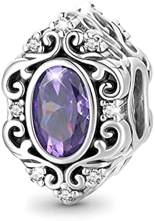 GNOCE Violet CZ Stone Nobility Charm Bead Sterling Silver Charm Fit Bracelet/Necklace for Women Girls Wife Daughter
