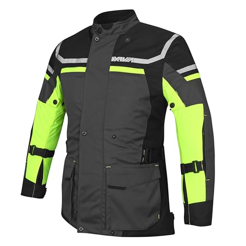 XAVIA VENTRA Giacca Da Moto (Touring) Da Uomo - Giacca Da Moto Impermeabile E Ventilata Con Protezione Certificata CE Livello 2 | Per Tutte Le Stagioni (L, Giallo)