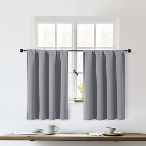 Opiniones de Cortinas de media altura al mejor precio. 45 OWENIE Sally Cortinas Opacas Cortas Gris Plateado de 36 Pulgadas de Largo, Juego de 2 Paneles, Media Ventana con Bolsillo para Varilla, Cortinas Oscurecedoras de Habitación con...