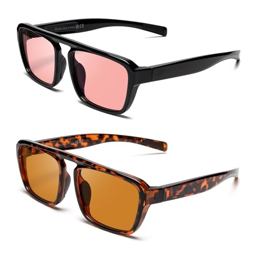 Image of Fluorescent-41 Pink Tinted Blue Light Blocking Glasses for Migraine, Light Sensitivity, Photophobia JF5002