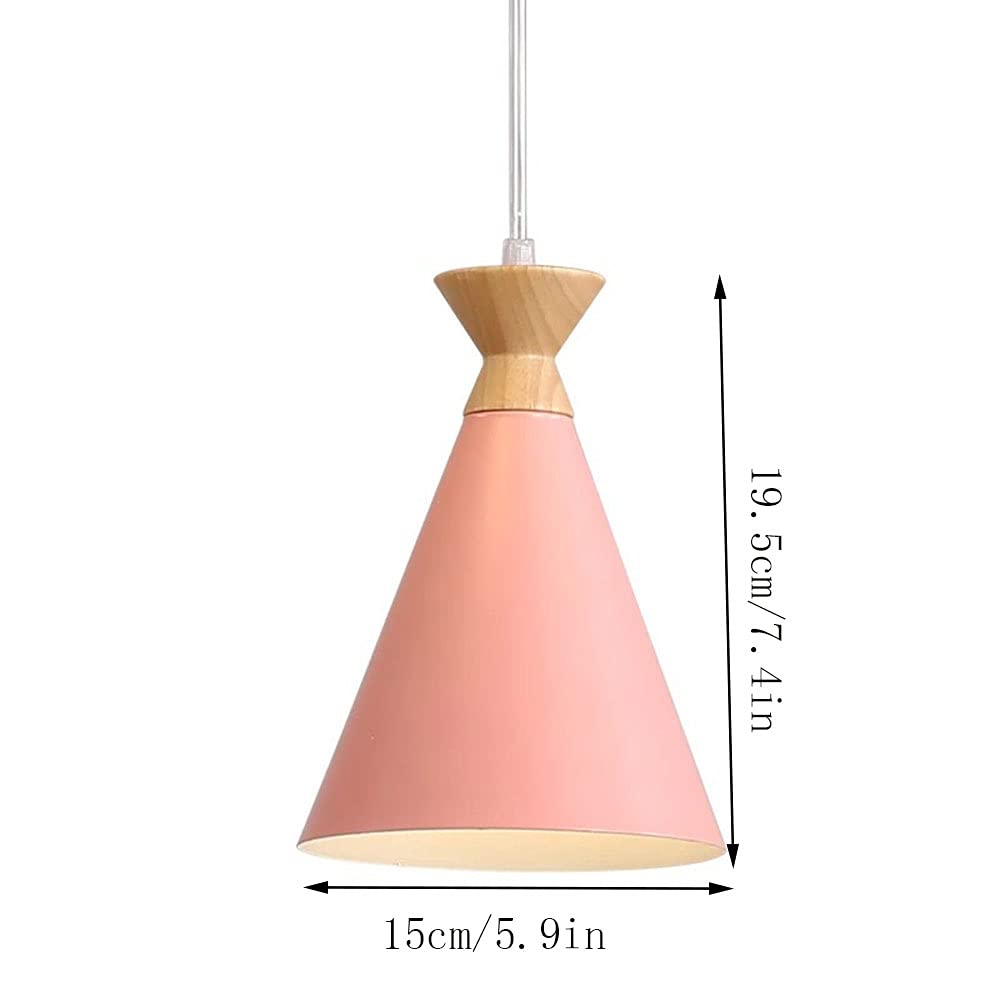 THAELY Lampy wiszące do sypialni sufitu metalowy abażur lampa wisząca z drewnianą pokrywą pół-wpuszczana lampa sufitowa E26 E27 do sypialni