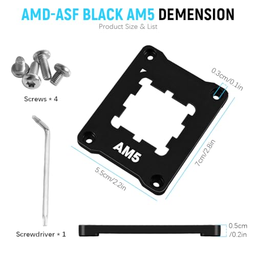 Image of ZORBES Aluminum Integrated CPU Holder for AMD AM5 ASF CPU Anti-Bending Contact Frame with 4Pcs Screws & 1x Screwdriver, 69x53x5mm
