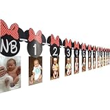 Minnie Mouse Birthday Photo Banner - NB to 12 Month Minnie First Birthday Banner - Minnie Themed Fir