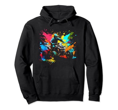 Quad Bike Rider With Splash Art Art Colors Quad Atv Offroad Sudadera con Capucha