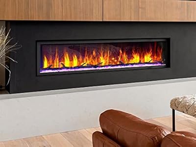 Dynasty Cascade74 inch Wall Mount Linear Electric Fireplace - Black, DY-BTX74
