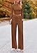 PRETTYGARDEN Women's 2 Piece Sets 2025 Fall Long Sleeve Crop Tops Wide Leg Pants Matching Outfit Tracksuits Fashion Clothing (Brown,Small)