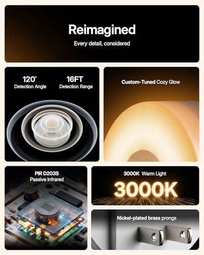 Image of YELKO Motion Sensor Night Light - Plug-in 3000K Warm White Anti-Glare LED Nightlight, Ultra Bright Cozy Soft Glow Not Dazzling for Hallway, Stairs, Garage, Bedroom, Bathroom, Garage, Kitchen, 4 Pack