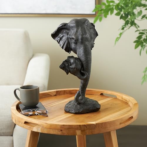 Escultura elefante madre e hijo polystone negra 10x7x17 in miniatura 2