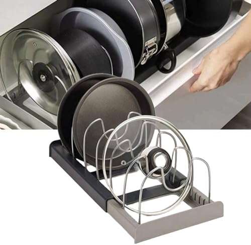 Organizador para Panelas Expansível, Tampas e Utensílios de Cozin...