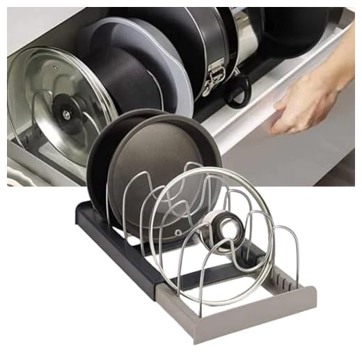 Organizador para Panelas Expansível, Tampas e Utensílios de Cozinha Ajustável com 7 Divisórias - Ke Home