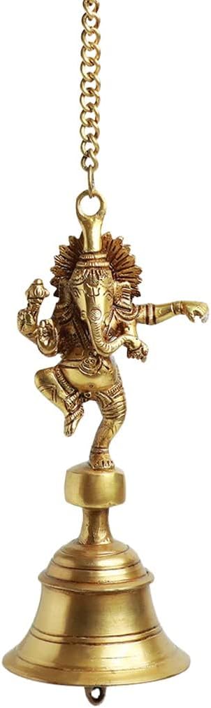 Dancing Ganpati Brass Decorative Hanging Bells for Home Decoration (Set of 1, Pure Brass,3.4 x 3.4 x 9.3 Inch, 2.5 Kg) |Brass Bell Hanging Decorative Items Bell Mandir Pooja Room