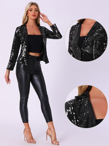 Allegra K Halloween Sequin Jacket for Women's Party Sparkly Shiny Jackets2
