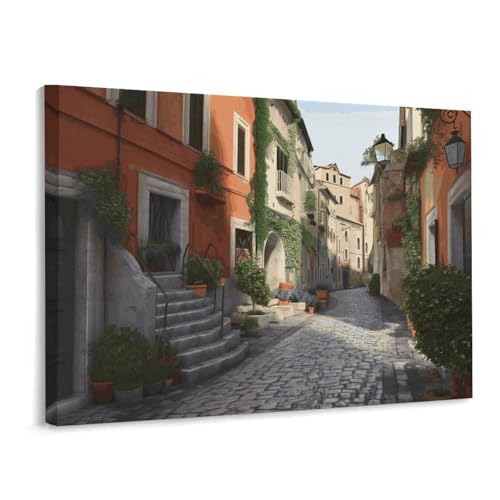 Toile murale carrée rue d'Italie 40x30 cm pour décoration de salon