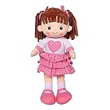 Linzy Toys, 16'' Little Sweet Hearts Interactive Soft Plush RAG Doll, Embroidered FACE & Removable Clothes (90961)