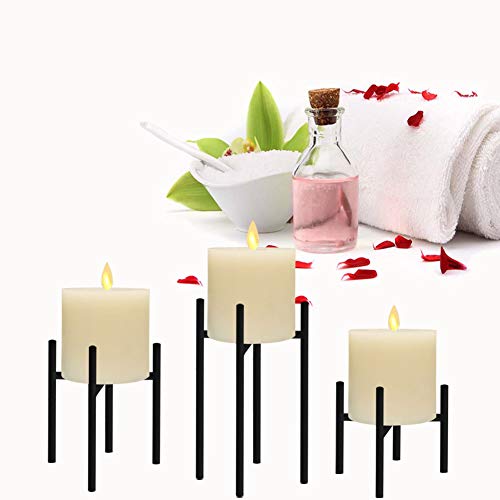 Smtyle Halloween Pillar Candle Holders Set Of 3 Candelabra Ideal For Led Candles 4 Lines With Black Iron #TOP6