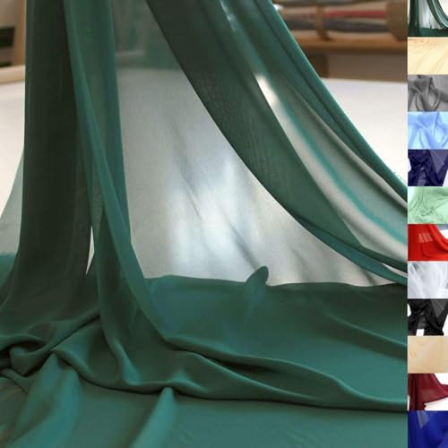 TOLKO Chiffon Stoff Meterware für Rock Bluse Tücher | Halb transparent knitterarm weich fallend | leicht wie Tüll Voile | Dekostoff für Gardine Vorhang Sichtschutz Stoffe zum Nähen Meterware (Grün)