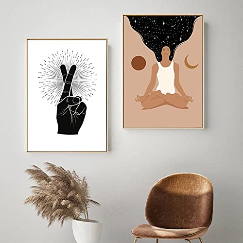 Poster zen pour salon de coiffure ou espace yoga avec soleil boho en toile