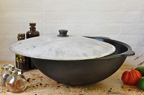 Uzbek 100% Cast Iron Cauldron Kazan with Lid 16L Handwork