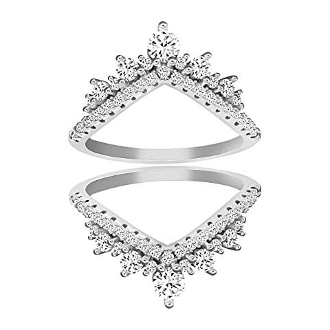 925 Sterling Silver Stack Wedding Band Engagement Anniversary Ring Enhancer for Women and Girls White Gold Plated (size 7) Cover