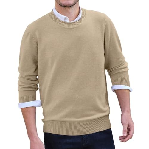 Linvich Men’s Crewneck Sweaters Lightweight Slim Fit Dress Sweater Long Sleeve Business Casual Knitted Pullover Sweaters