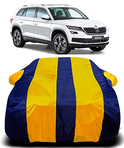 Image of Waterproof Car Cover with Ultra Surface Body Protection (Yellow Stripes) (Skoda Kodiaq)